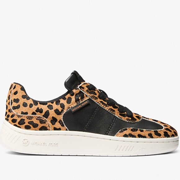 NIB Michael Kors Kai Sneaker Women's Leopard Print Calf Hair Lace Up Size 8 - Picture 2 of 5